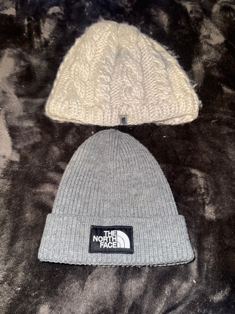 The North Face One Size Grey and Cream Wool Blend Beanies Winter Hats
